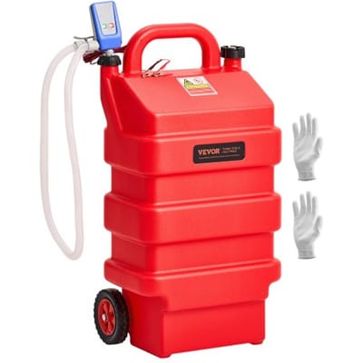 VEVOR Brandstoftrolley, 60 L, Brandstoftank met 12 V DC brandstofpomp, 1,2 m aanvoerslang en Auto-Stop sensormondstuk, Tankadapter, Geschikt voor diesel en benzine, Rood