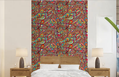 Behang - Fotobehang Design - Jaren 70 - Fantasy - Kleur - Breedte 140 cm x hoogte 220 cm