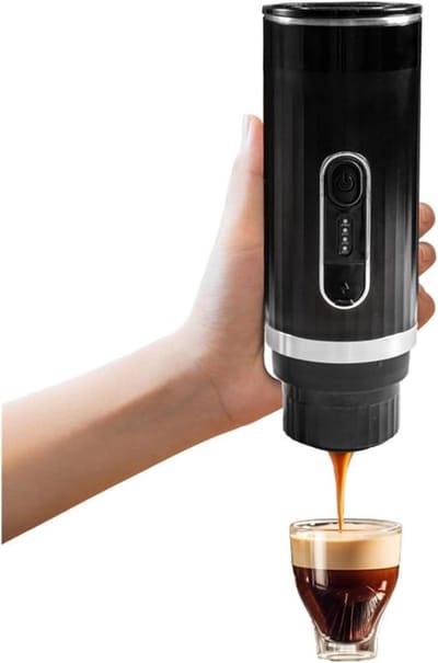 Draagbare Koffiemachine - Reis Koffiezetter - Onderweg Koffie - Draadloos Verwarmend - 7500 mAh Batterij - Zwart