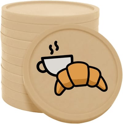 CombiCraft croissant met koffie munten beige Ø29mm enkelzijdig bedrukt - 100 stuks