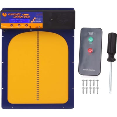 Porte automatique pour poulailler 3 en 1, télécommande LED, lumière LED, ouverture automatique de porte de poulailler IP45 bleu royal