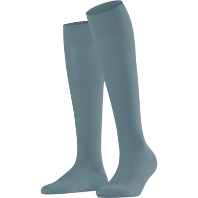FALKE Cotton Touch lang eenkleurig katoen kniekousen dames blauw - maat 35-38