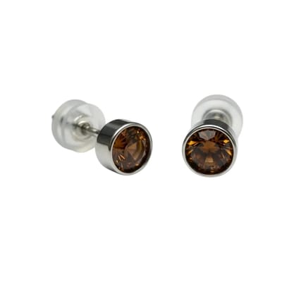 Aramat Jewels | Oorbellen | Oorstekers – Staal Kristal Bruin Zilverkleur (5mm) | | | |5mm | Staal | Kinderen, Volwassenen | Verkleurd niet