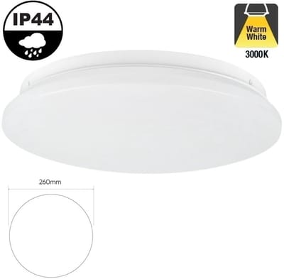 Led Plafonnière 12w | 900 Lumen | 3000K Warm Wit | IP44 | Ø260mm