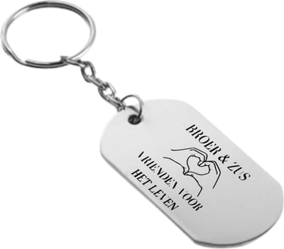 Akyol - Broer & zus vrienden voor het leven Sleutelhanger - Liefde - Broer en Zus - Leuk kado voor je broer en zus om te geven - 2,5 x 2,5 CM