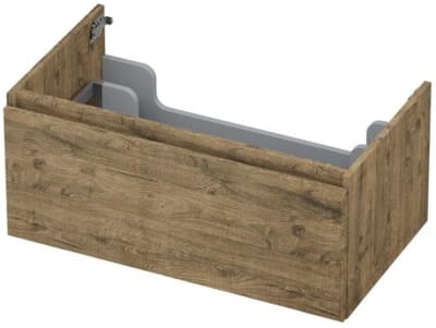 INK - Onderkast 1 Lade Greeploos met Houten Keerlijst - 800x450x350 Mm - Naturel Eiken