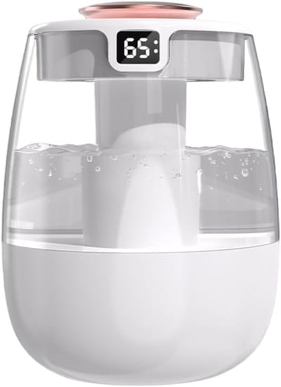 longziming -Humidificator - Luchtbevochtiger - Topvul Ontwerp Met Dubbele Uitlaat En UV-Reiniging - 1,3 L - Voor Kamer Bureau Auto Plantenverzorging Wit