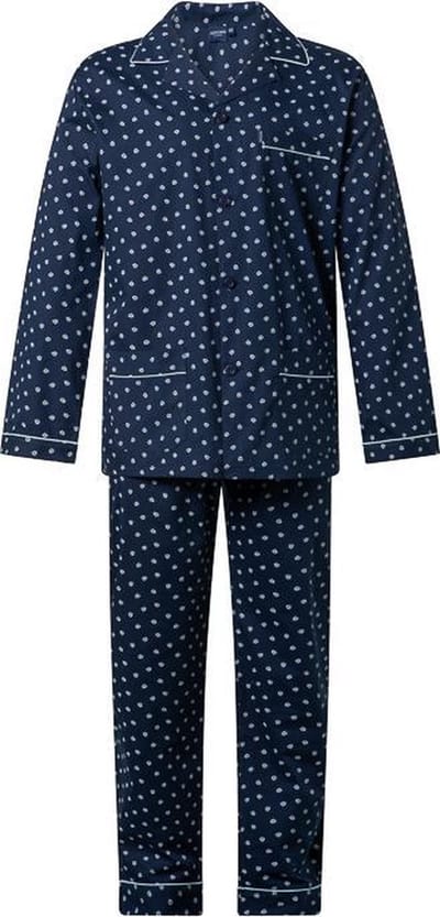 Gentlemen heren pyjama doorknoop - maat 56 - Kroon - marine - Poplin 100% katoen