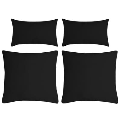 Stof Textile sierkussen Nelson - set 4x - zwart - 2 formaten - bank kussens - polyester