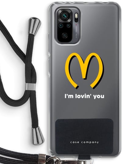 Case Company® - Hoesje met koord geschikt voor Xiaomi Redmi Note 10 Pro hoesje met Koord - I'm lovin' you - Telefoonhoesje met Zwart Koord - Bescherming aan alle Kanten en Over de Schermrand