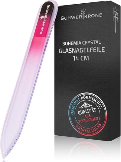 Thijox - Schwertkrone Crystal Glass Nagelvijl 14cm Dubbelzijdig - Zachte Nagelverzorging - Origineel uit Tsjechië - Voor Fijne en Grove Vijlbeurt
