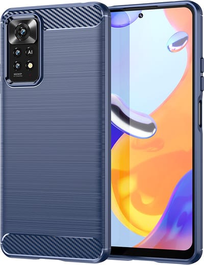 MobyDefend Hoesje - Geschikt voor Xiaomi Redmi Note 12 Pro 4G - TPU Backcover - Geborstelde Metaal & Carbon-Look - Blauw