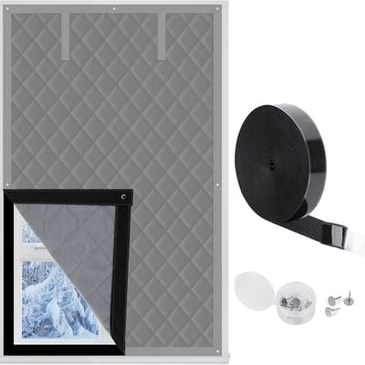Thermische Raambekleding Voor De Winter - 95 X 205 cm - Voor Raamisolatie In De Winter - Thermische Raambekleding Van Oxford-Katoen Om De Warmte Vast Te Houden - Raamisolatieset Geschikt Voor Ramen Tot 90 X 150 cm