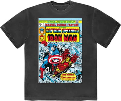 Marvel Captain America - Captain America & Iron Man Comic Cover Heren T-shirt - S - Zwart