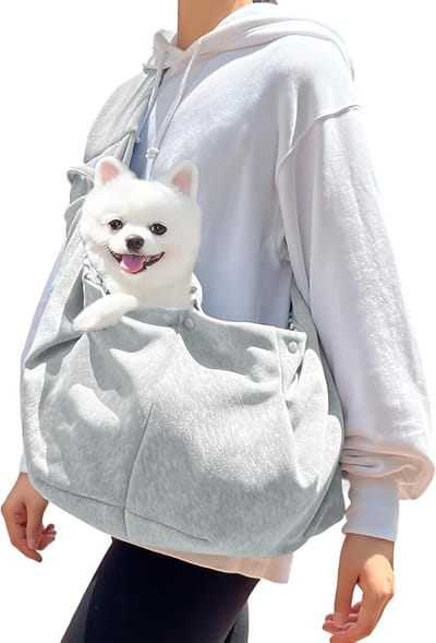 Famanu – Hondendraagdoek en Schoudertas voor Kleine Honden – Lichtgewicht Handsfree Draagtas tot 7,5 kg, Ideaal voor Buitenactiviteiten en Dagelijks Gebruik