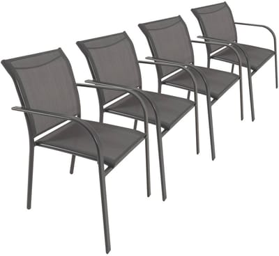 sweeek - Set van 4 tuinstoelen van aluminium en textileen 62 x 55 x 84 cm - amara