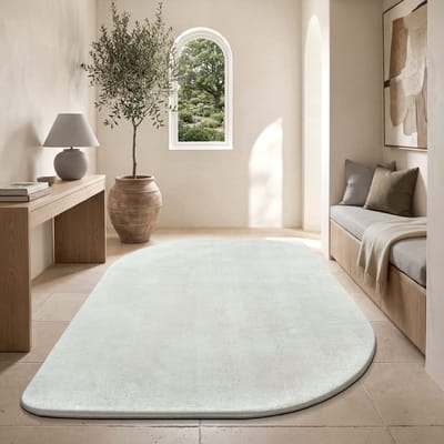 the carpet Lina Shape Scallop Teppich, Hoogpolig Langharig Vloerkleed, Superzacht, Imitatiebont, Pluizig, Bontlook, Wasbaar tot 30 Graden, Creme, 120x160 cm