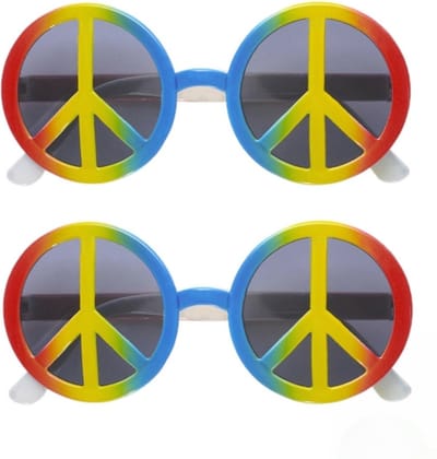 Multipak van 2x stuks peace Hippie Sixties Flower Power thema verkleed zonne/party brillen
