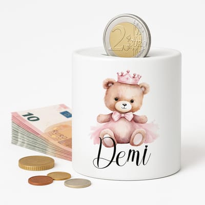 Spaarpot Beertje meisje - gepersonliseerd met naam - Spaarpot met naam gepersonaliseerd - Baby Cadeau - Geschenk - kraamcadeau - Spaarpotten voor kind - jongen of meisje