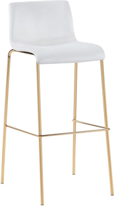 CLP Hoover Barkruk - met rugleuning - en voetensteun - met metalen frame in goudkleurige look - velvet - fluweel - creme/goud