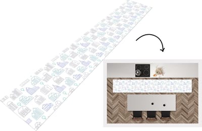 Keukenloper - Loper keuken - Skyline - Patronen - Huis - 300x50 cm - Keukenloper vinyl