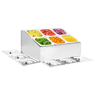 vidaXL - Gastronormbakkenhouder - met - 6 - GN - 1/6 - bakken - roestvrij - staal