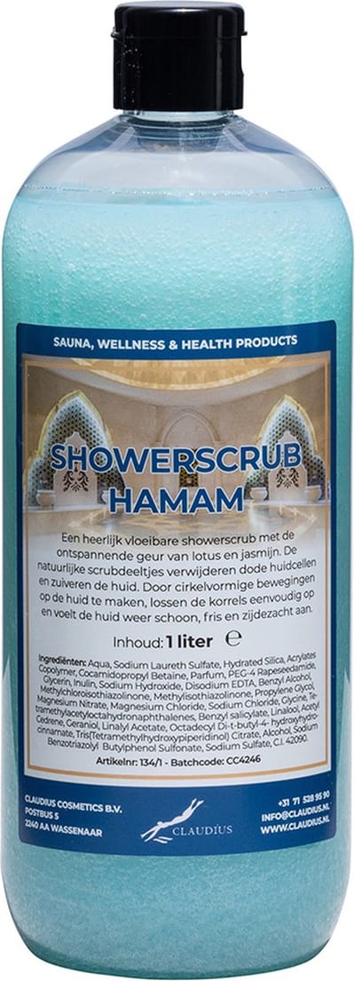 Showerscrub Hamam 1 liter - verfrissende scrubgel - exfoliërende bodyscrub