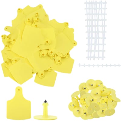 100 Ensemble Étiquette d'oreille en plastique pour bétail Étiquette animale vierge pour marquage Bovins Vaches Accessoires ferme animale