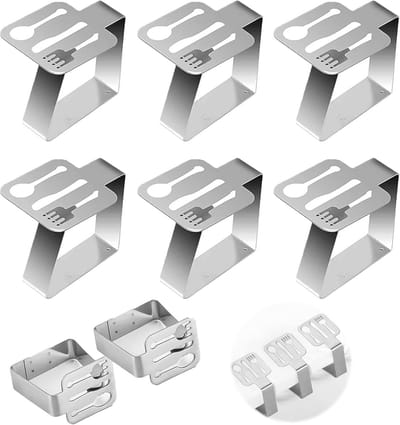 Solidchoice - Set van 6 Tafelkleed Klemmen van RVS
