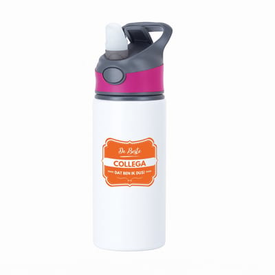Hacebo® - De beste collega, dat ben ik dus waterfles met rietje roze - iemand die een collega is - beste ooit - werk - collega - school - verjaardagscadeau - kado - gift - geschenk - afscheidscadeau - welkomscadeau - water fles - 650ML