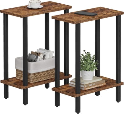 Set van 2 Smalle Bijzettafels voor Bank en Slaapkamer - Slank en Compact
