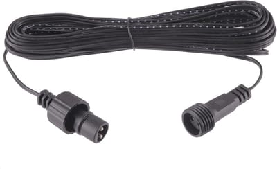 10 m kerstlichtverlengkabel - IP44 waterdicht, zwart, 2-pins man-naar-vrouw-connector