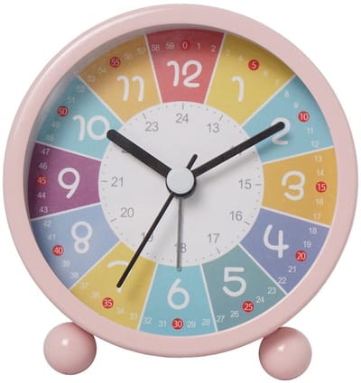 Allecto - Kinderwekker - Analoge wekker zonder tikken - Perfect voor een rustige nachtrust - Roze - Luid alarm met nachtlampje - Geschikt voor jong...