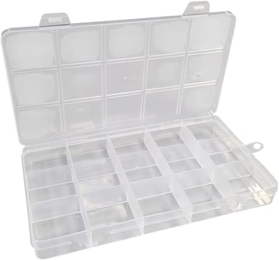 Fako Bijoux - Opbergdoos Smal - 15 Vakjes - Kralendoos - Opbergbox - Sorteerdoos Rocailles - Verdeeldoos - Kralen Box - 17.3x9.8x1.9 cm - 1 Stuk