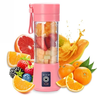 Ynkkvre - Mini-Mixer - Smoothie Maker - Draagbaar Met 6 Klingen En USB-Oplaadbare Batterij - 1 Stuk - Voor Thuis En Onderweg Roze
