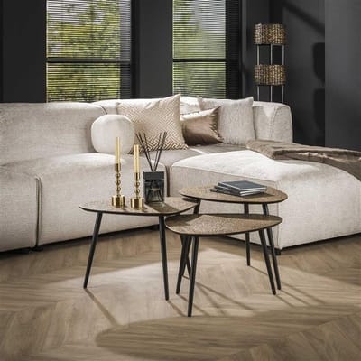 PS-Collection Salontafel Set van 3 Antiek Brons Metaal Metallic - salontafels rond, salontafels, salontafel zwart, salon tafel, salontafel rond, salontafel industrieel, salontafel vierkant, salontafel marmer, salontafel wit