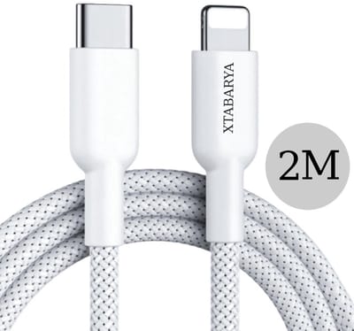 USB-C naar 8 pin kabel 60W – Snelle en veilige laadkabel van versterkt gevlochten nylon – 2 meter
