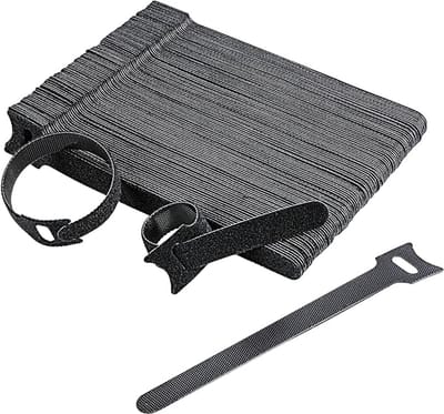 Kabelbinders, haak-en-lus geïntegreerde riem, kabelbeheerder, tie-strap, verstelbare kabelbinder, voor het organiseren van kabels, 100 stuks, zwart - 12*150mm