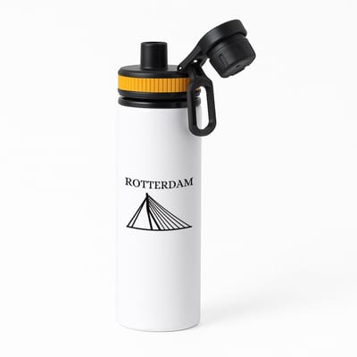Hacebo® - Rotterdam waterfles met draaidop oranje - Rotterdam - toeristen Rotterdammers - cadeautje - kado - Erasmusbrug - Zuid Holland - water fles - 850ML