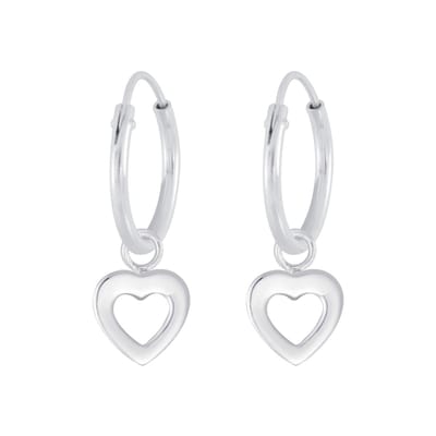 Zilveren hartje hanger oorringen 12mm | heart 12mm Ear Hoops | Zilverana | oorbellen meisje hartjes | Sterling 925 Silver (Echt zilver)