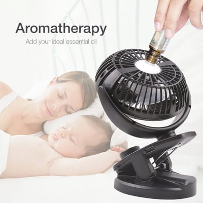Mini-clipventilator USB met Powerbankfunctie en 360° Draaibaar voor Kinderwagen en Camping