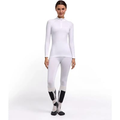 FALKE Maximum Warm High Zip Neck sneldrogend functioneel materiaal functioneel shirt met lange mouwen dames wit - maat XS