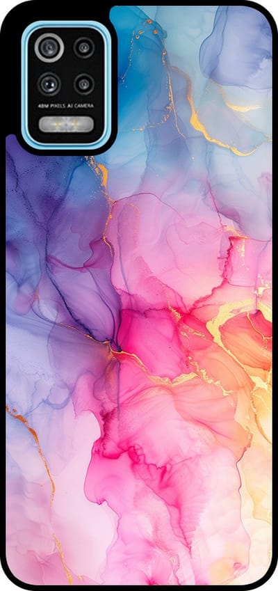 Smartphonica Telefoonhoesje Geschikt voor LG K52 / K62 met marmer opdruk - TPU backcover case marble design - Regenboog geschikt voor LG K52;LG K62