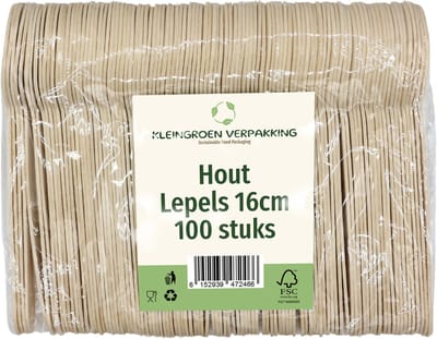 Houten Wegwerp Lepels - 16cm - 100 Stuks - Biologisch Afbreekbaar en Duurzaam - Perfect voor Feesten en Picknicks