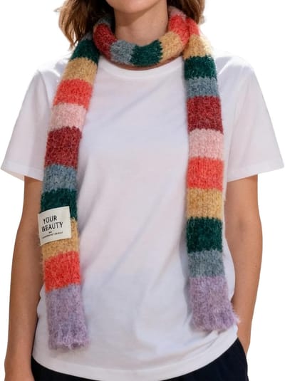 Gebreide Sjaal - Zachte Stola - Koud Weer Bescherming - Elegante Strepen - 190 x 5 cm - Kleurrijk