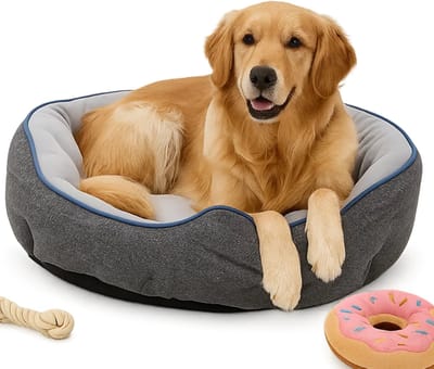 Lomera Donut Hondenmand - Pluche Dierenmand - Soft Pluche - Hondenbed - Kattenmand - Verhoogde Kussenachtige Wanden - Extra Ondersteuning - Lichtgrijs -Comfortabel Voor Hond Of Kat - Donutmodel - Huisdierenmand