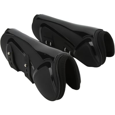 Paardenbeenbeschermers PU Schaal Elastisch Neopreen Veilige Paardenbeenbeschermer voor Pezen Bloedvaten Zwart Voorbenen M M black