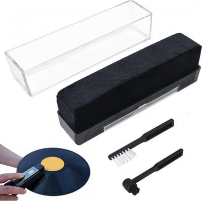 Premium Platenborstel 2 in 1 - Premium Platenborstel + 2 Borstels - Antistatisch - Platenreiniger - Vinyl Platen Reinigingsset - Zachte Borstel Platenborstel - Antistatische Koolstof Platenborstel - Geschikt voor Vinyl Platen, DVD, VCD