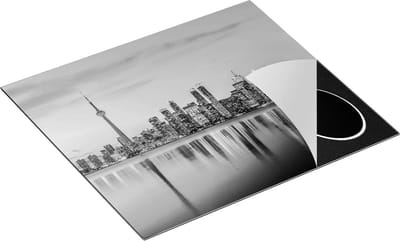 Chefcare Inductie Beschermer Toronto Skyline in Canada - Zwart Wit - 60x50 cm - Afdekplaat Inductie - Kookplaat Beschermer - Inductie Mat