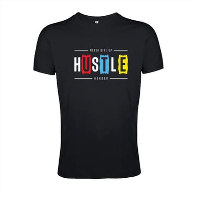 HUSTLE T-shirt - 100% Katoen - Maat XL - Classic Fit - Zwart